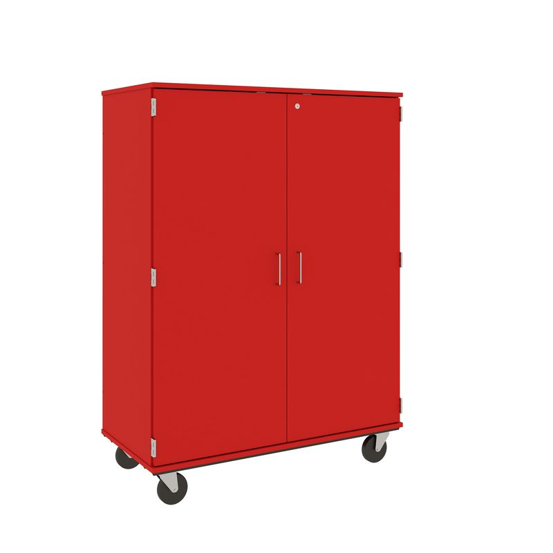 67" Tall - Closed Wardrobe/Shelf Combination Storage w/ Lock, Tulip Red