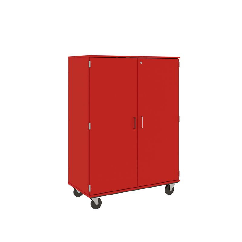 67" Tall - Closed Wardrobe/ File Drawer Combination Storage w/ Lock, Tulip Red