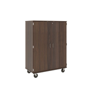67" Tall - Closed Wardrobe/ File Drawer Combination Storage w/ Lock, Sepia Walnut