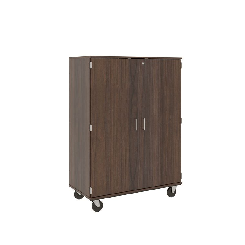 67" Tall - Closed Wardrobe/ File Drawer Combination Storage w/ Lock, Sepia Walnut
