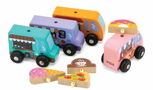 Wooden mini Food Trucks 4 pc set