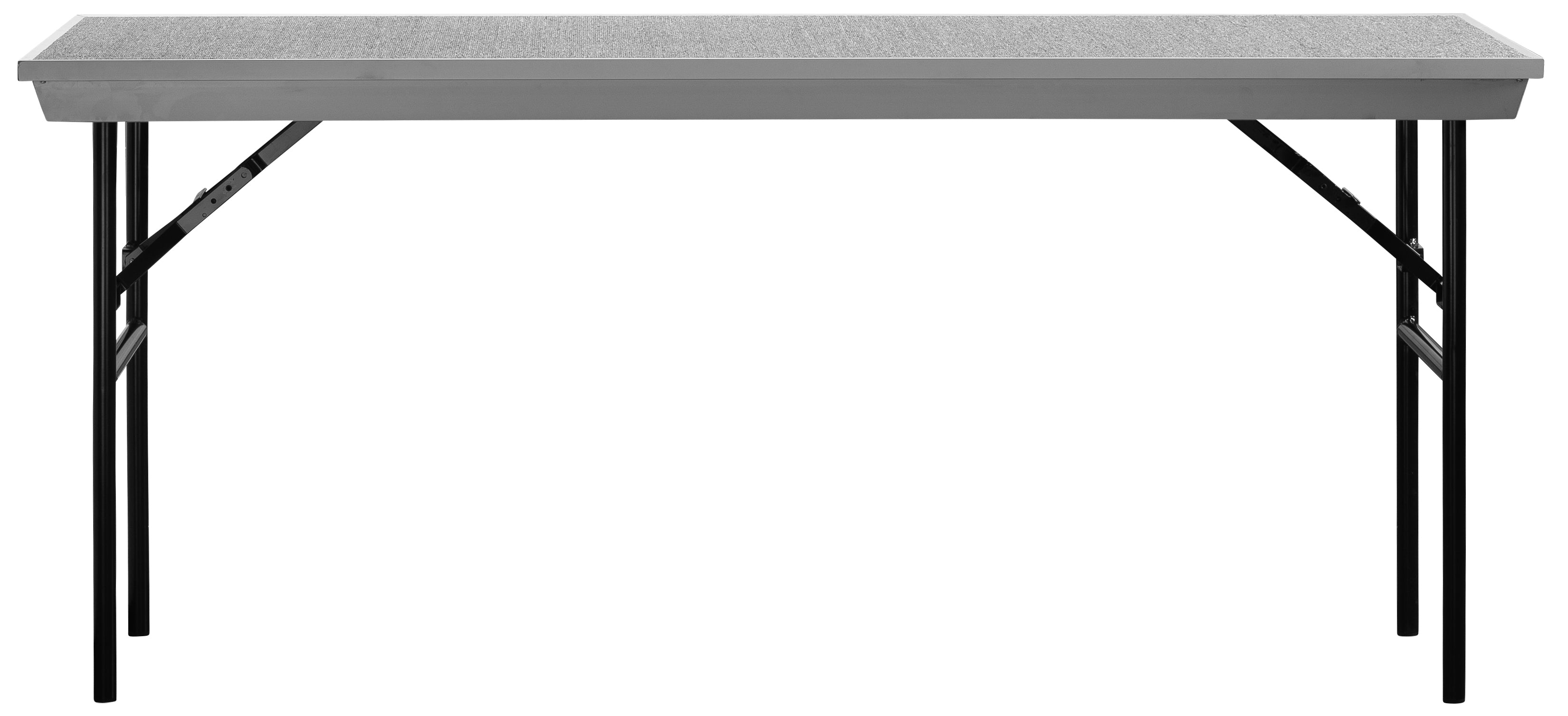 NPS® 4th Level Add On for TransPort Straight Choral Riser (18" x 78"), Surface Material: Grey Carpet, Frame Color: Aluminum Frame, Black Legs