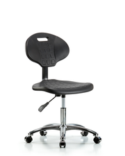 Erie Polyurethane Chair Chrome - Desk Height with Chrome Casters in Black Polyurethane