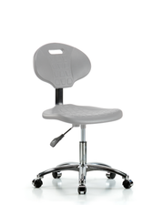 Erie Polyurethane Chair Chrome - Desk Height with Chrome Casters in Gray Polyurethane