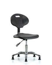 Erie Polyurethane Chair Chrome - Desk Height with Stationary Glides in Black Polyurethane