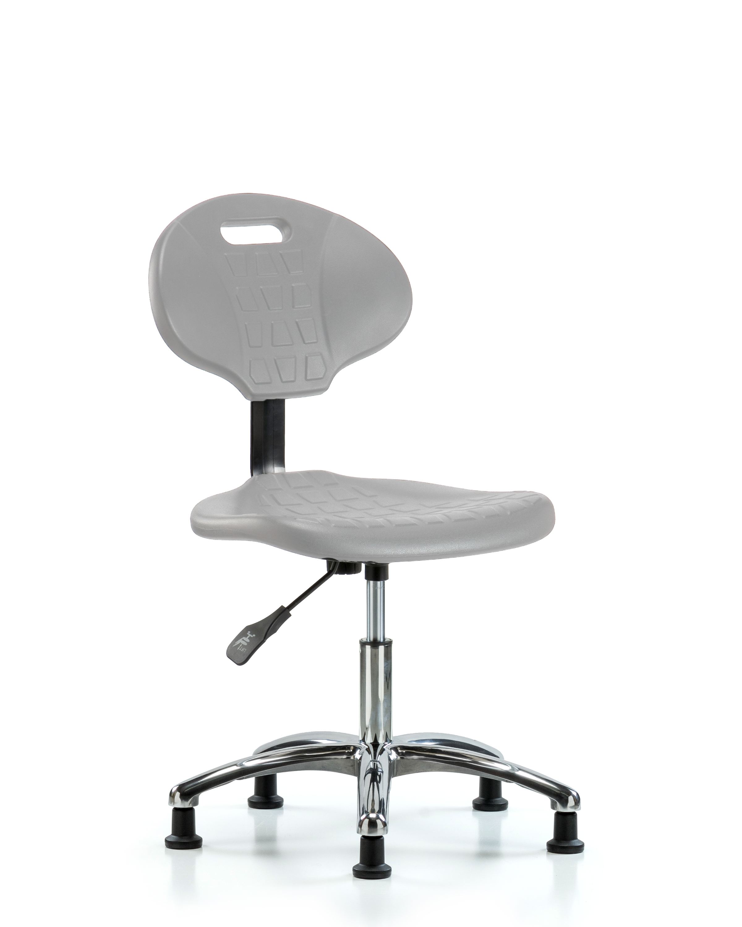 Erie Polyurethane Chair Chrome - Desk Height with Stationary Glides in Gray Polyurethane