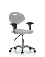 Erie Polyurethane Chair Chrome - Desk Height with Adjustable Arms & Chrome Casters in Gray Polyurethane