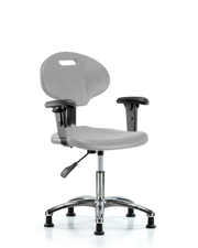 Erie Polyurethane Chair Chrome - Desk Height with Adjustable Arms & Stationary Glides in Gray Polyurethane