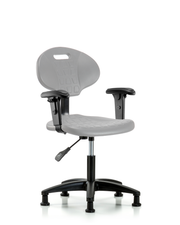 Erie Polyurethane Chair - Desk Height with Adjustable Arms & Stationary Glides in Gray Polyurethane
