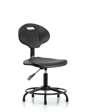 Erie Polyurethane Chair - Desk Height with Round Tube Base & Stationary Glides in Black Polyurethane