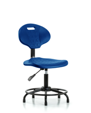 Erie Polyurethane Chair - Desk Height with Round Tube Base & Stationary Glides in Blue Polyurethane