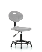 Erie Polyurethane Chair - Desk Height with Round Tube Base & Stationary Glides in Gray Polyurethane