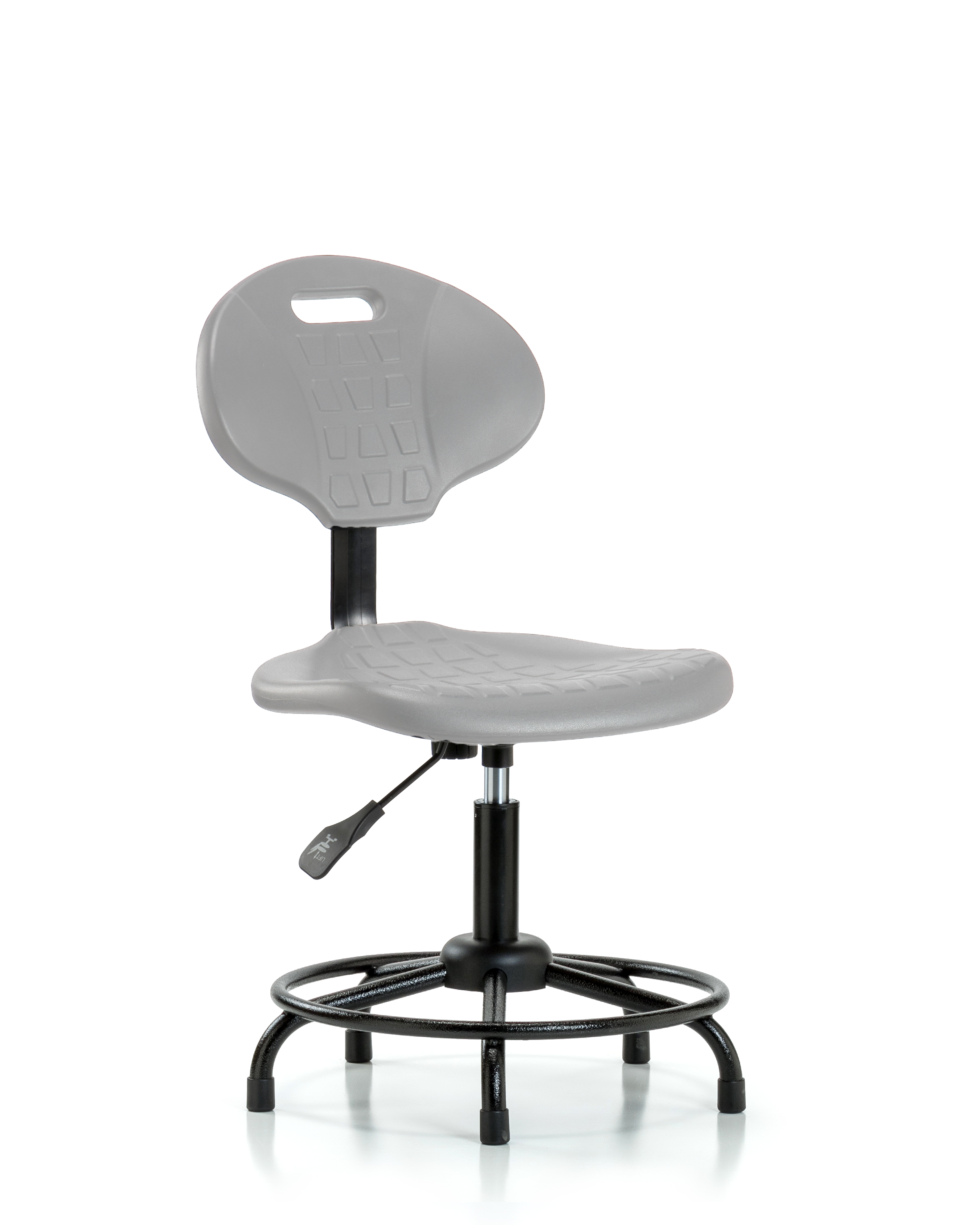 Erie Polyurethane Chair - Desk Height with Round Tube Base & Stationary Glides in Gray Polyurethane
