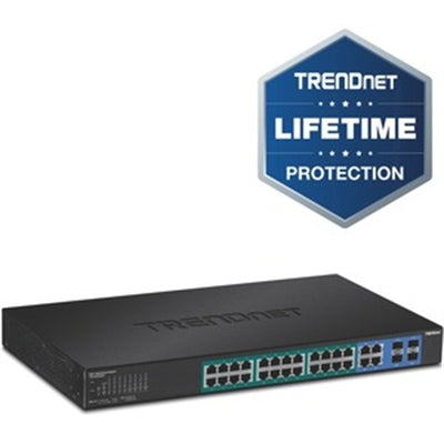 TRENDnet TPE-2840WS 24-port Gigabit Web Smart PoE Switch Plus 4 SFP Slots