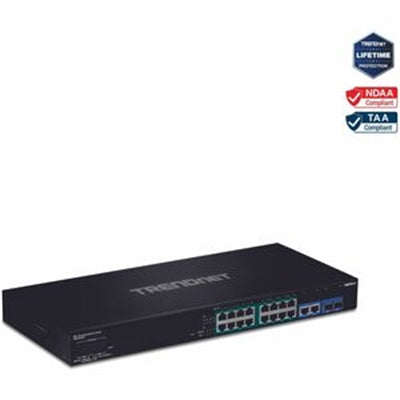 TRENDnet TPE-3018LS 18-Port Gigabit PoE+ Smart Surveillance Switch with 16 X Gigabit PoE+ Ports  2 X Shared Gigabit Ports (RJ-45 or SFP)