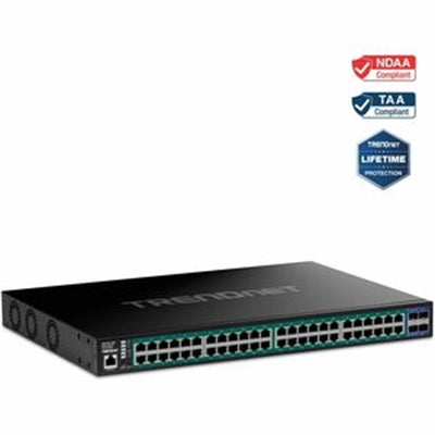 TRENDnet 48 Ports - Manageable - Gigabit Ethernet, 10 Gigabit Ethernet - 1000Base-T, 10GBase-X - 2 Layer Supported - Modular - 52 W Power
