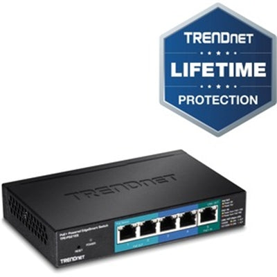 TRENDnet TPE-P521ES  5-Port Gigabit PoE+ Powered EdgeSmart Switch with PoE Pass Through(15w)
