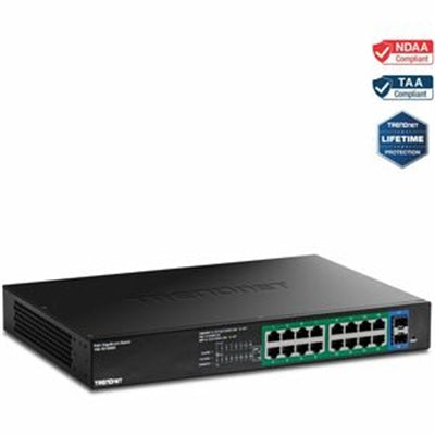 Trendnet - 18-Port Gigabit EdgeSmart PoE+ Switch, TPE TG182ES - Black