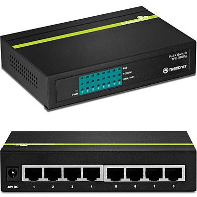 TRENDnet TPE-TG80G 8-Port Gigabit PoE+ Switch  123W Power Budget  16Gbps Capacity  Black
