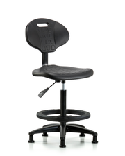 Erie Polyurethane Chair - High Bench Height with Black Foot Ring & Stationary Glides in Black Polyurethane