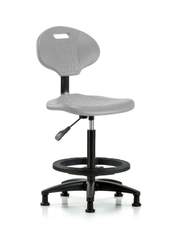 Erie Polyurethane Chair - High Bench Height with Black Foot Ring & Stationary Glides in Gray Polyurethane