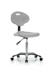 Erie Polyurethane Chair Chrome - Medium Bench Height with Chrome Casters in Gray Polyurethane