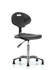 Erie Polyurethane Chair Chrome - Medium Bench Height with Stationary Glides in Black Polyurethane