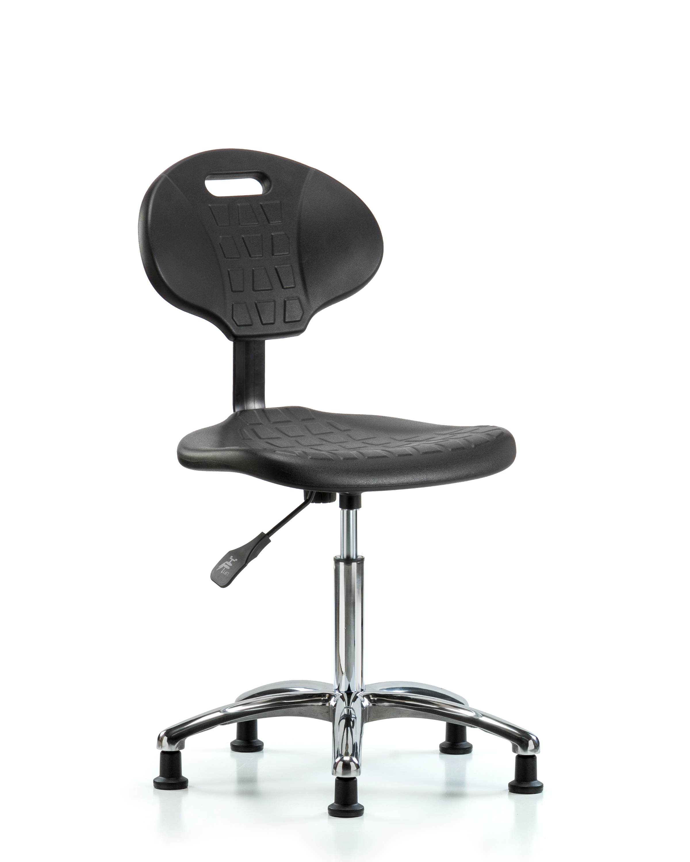 Erie Polyurethane Chair Chrome - Medium Bench Height with Stationary Glides in Black Polyurethane