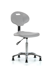 Erie Polyurethane Chair Chrome - Medium Bench Height with Stationary Glides in Gray Polyurethane
