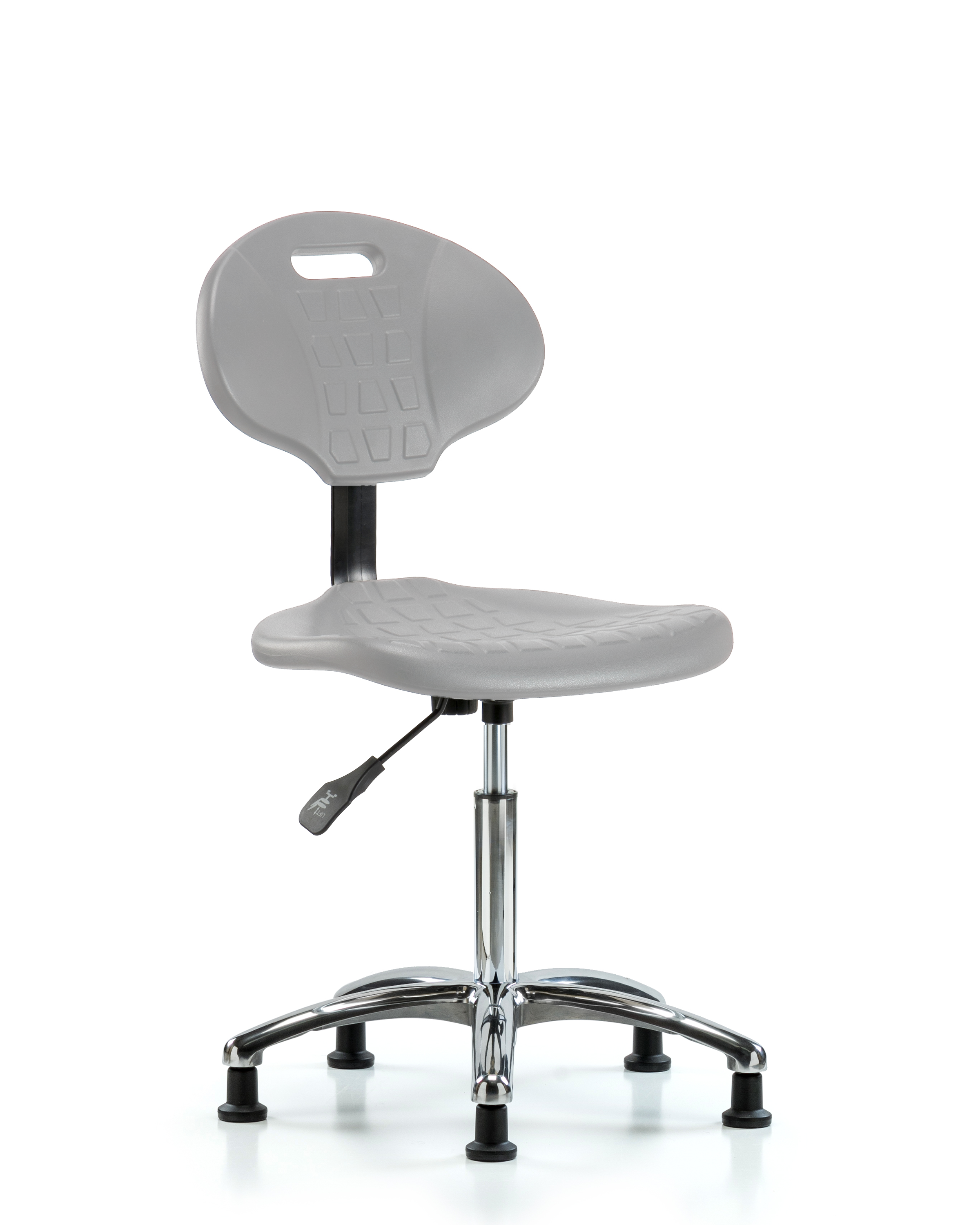 Erie Polyurethane Chair Chrome - Medium Bench Height with Stationary Glides in Gray Polyurethane