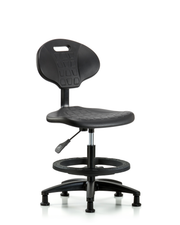 Erie Polyurethane Chair - Medium Bench Height with Black Foot Ring & Stationary Glides in Black Polyurethane