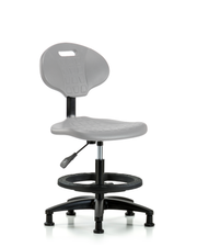 Erie Polyurethane Chair - Medium Bench Height with Black Foot Ring & Stationary Glides in Gray Polyurethane