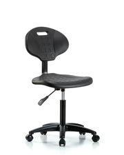 Erie Polyurethane Chair - Medium Bench Height with Casters in Black Polyurethane