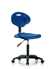 Erie Polyurethane Chair - Medium Bench Height with Casters in Blue Polyurethane