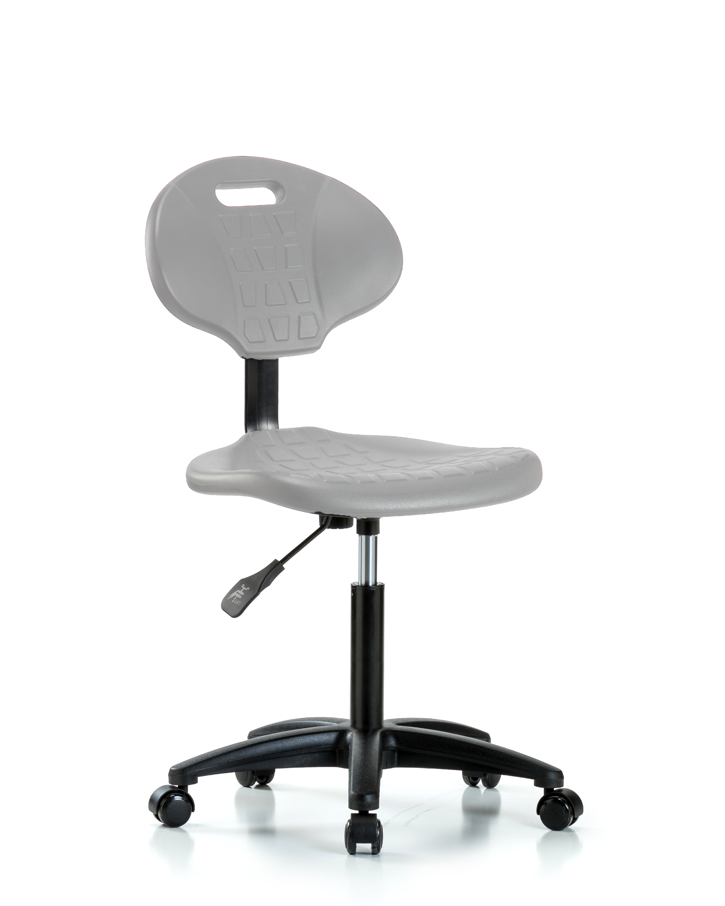 Erie Polyurethane Chair - Medium Bench Height with Casters in Gray Polyurethane