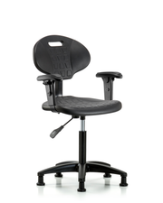 Erie Polyurethane Chair - Medium Bench Height with Adjustable Arms & Stationary Glides in Black Polyurethane