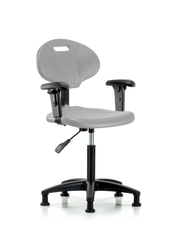 Erie Polyurethane Chair - Medium Bench Height with Adjustable Arms & Stationary Glides in Gray Polyurethane