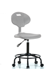 Erie Polyurethane Chair - Medium Bench Height with Round Tube Base & Casters in Gray Polyurethane