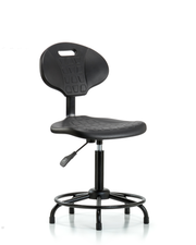 Erie Polyurethane Chair - Medium Bench Height with Round Tube Base & Stationary Glides in Black Polyurethane
