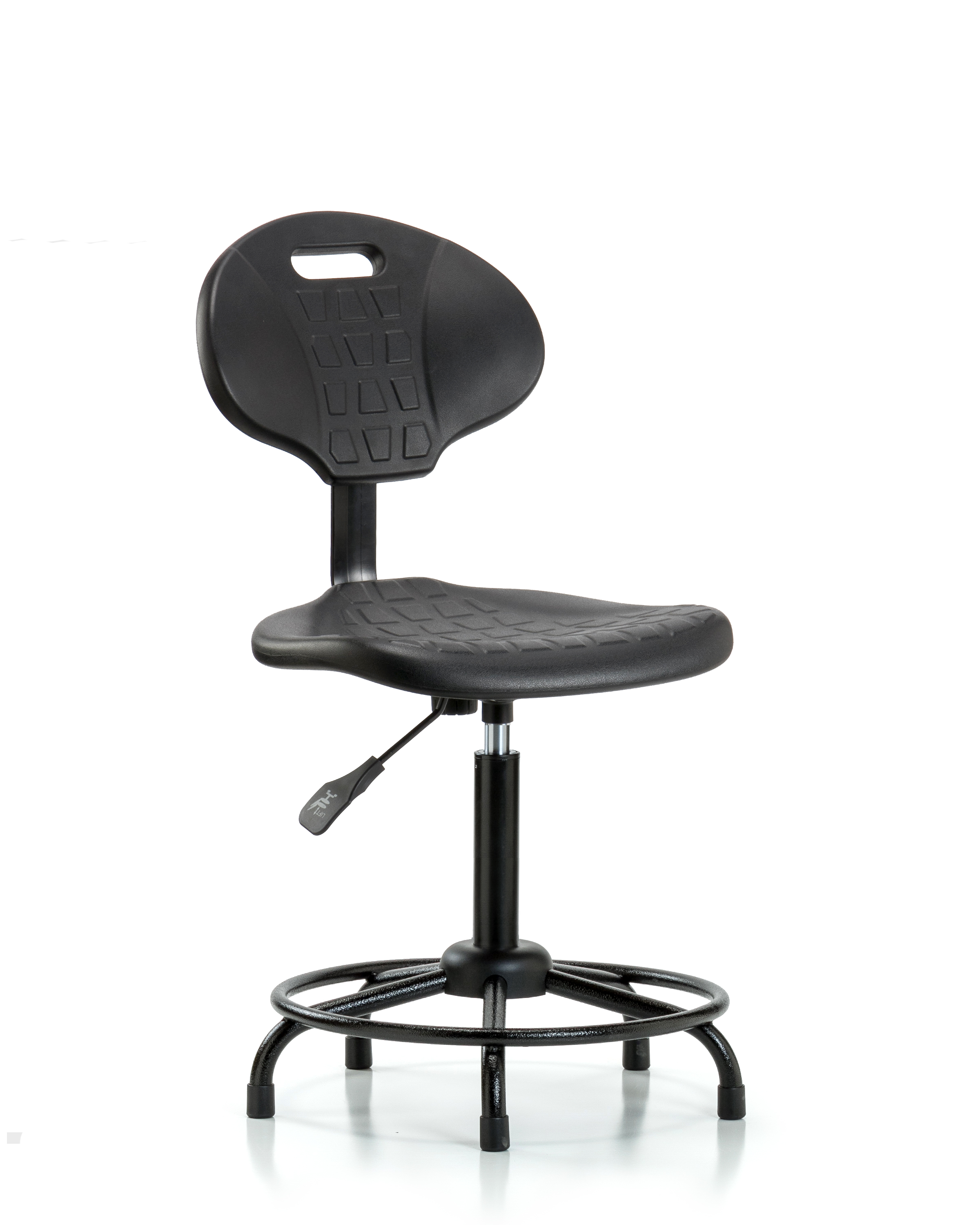 Erie Polyurethane Chair - Medium Bench Height with Round Tube Base & Stationary Glides in Black Polyurethane