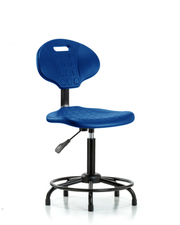 Erie Polyurethane Chair - Medium Bench Height with Round Tube Base & Stationary Glides in Blue Polyurethane