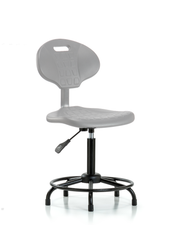 Erie Polyurethane Chair - Medium Bench Height with Round Tube Base & Stationary Glides in Gray Polyurethane