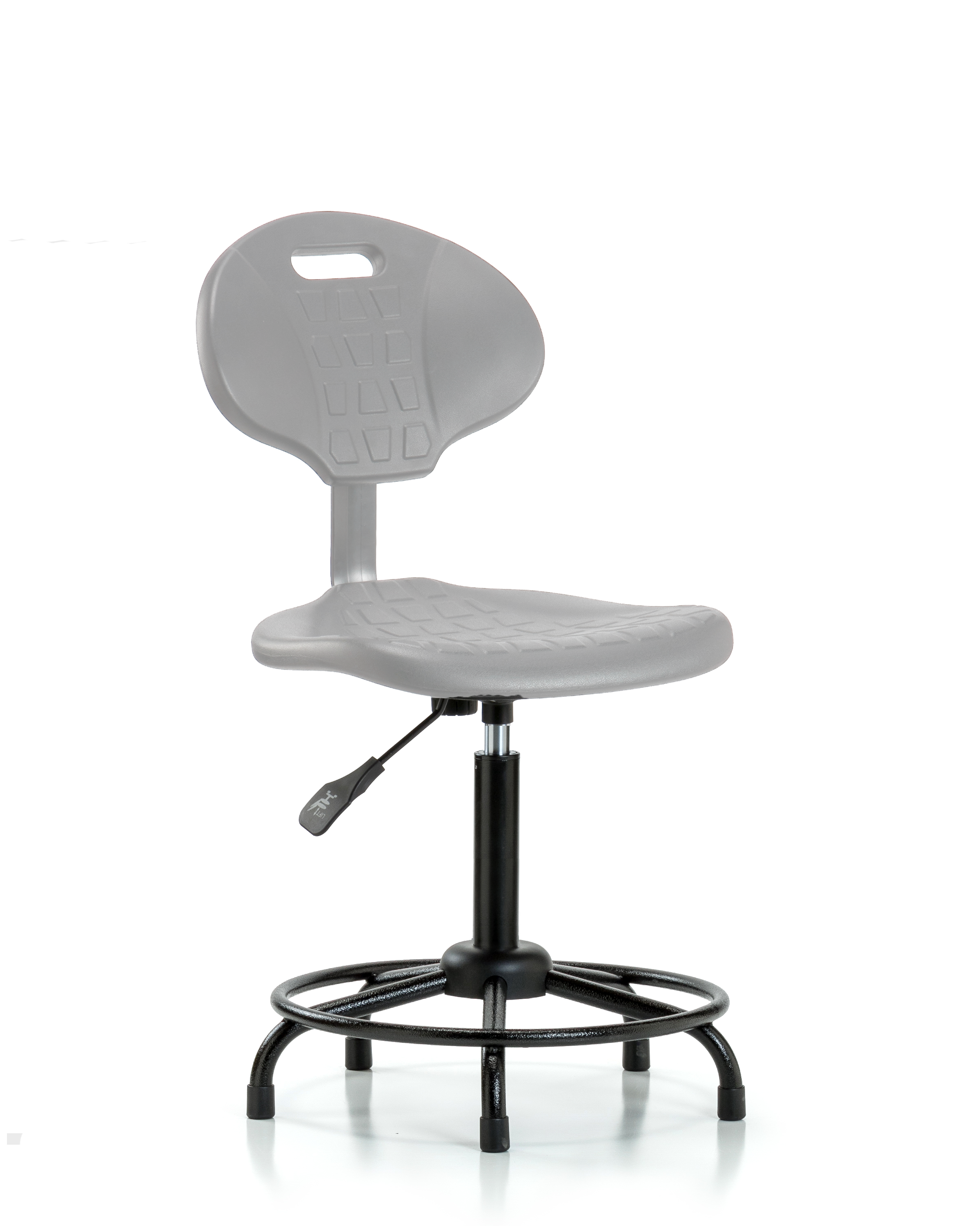 Erie Polyurethane Chair - Medium Bench Height with Round Tube Base & Stationary Glides in Gray Polyurethane
