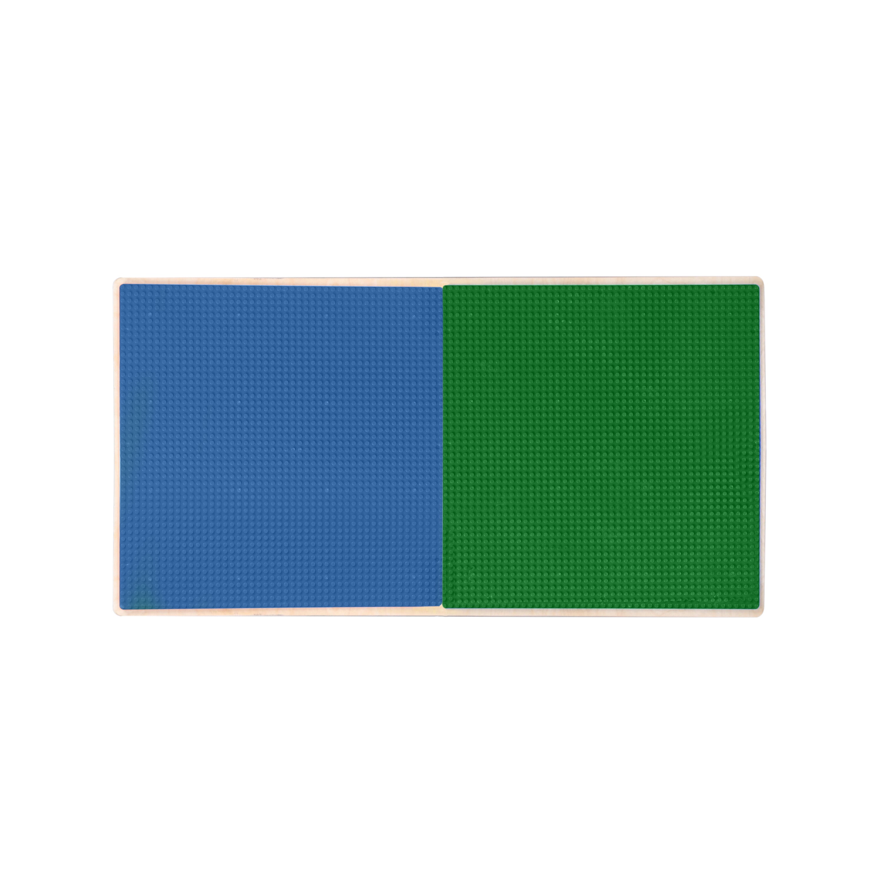 Rectangle Time-2-Play Table with a shelf, along with 14" legs and a LEGO® Compatible Grid of BLUE/GREEN Color