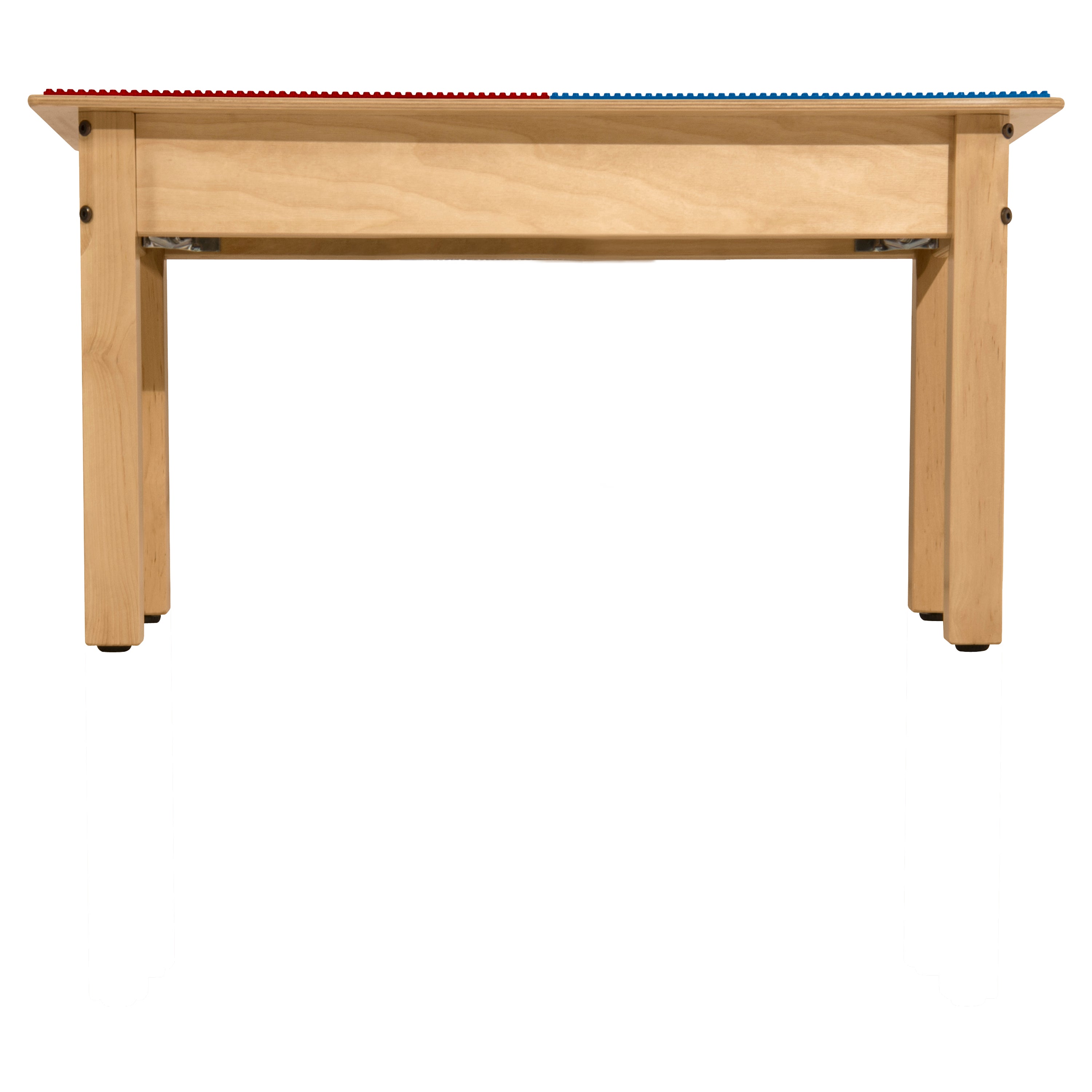 Rectangle Time-2-Play Table with a shelf, along with 14" legs and a LEGO® Compatible Grid of RED/BLUE Color