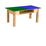 Rectangle Time-2-Play Table with a shelf, along with 16" legs and a DUPLO® Compatible Grid of BLUE/GREEN Color