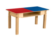 Rectangle Time-2-Play Table with a shelf, along with 16" legs and a LEGO® Compatible Grid of RED/BLUE Color