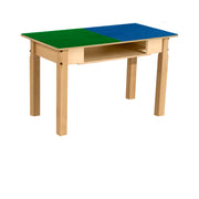Rectangle Time-2-Play Table with a shelf, along with 18" legs and a LEGO® Compatible Grid of BLUE/GREEN Color
