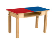 Rectangle Time-2-Play Table with a shelf, along with 18" legs and a LEGO® Compatible Grid of RED/BLUE Color