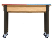 Rectangle Time-2-Play Table with a shelf, along with adjustable 18"-29" legs with locking casters and a DUPLO® Compatible Grid of RED/BLUE Color